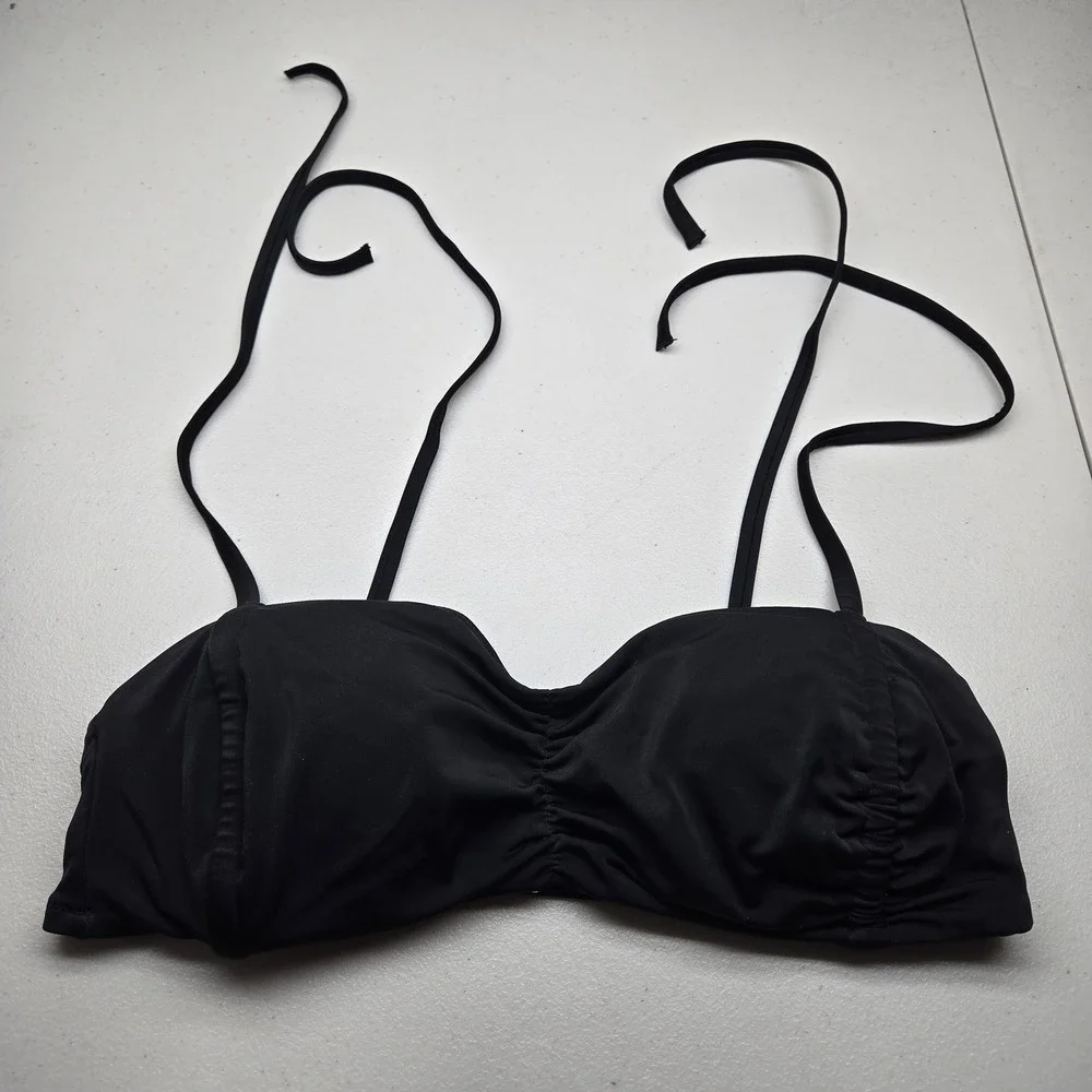 Victoria's‎ Secret Women Swimwear XL Black Bandeau Wireless Spaghetti Tie Straps